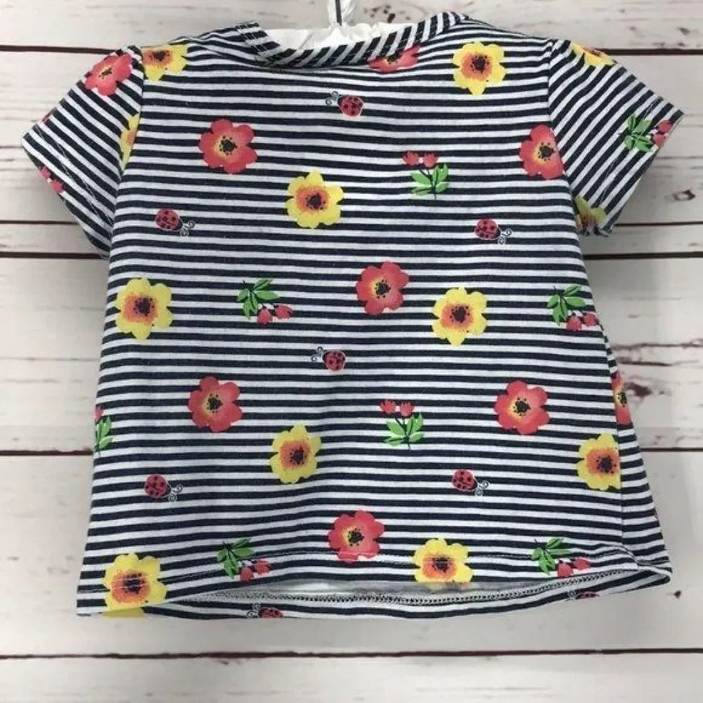 Wonder Nation‎ Navy Blue Stripe Floral Top